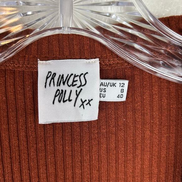 Princess Polly Rust Ribbed Crop Top - Picture 3 of 7
